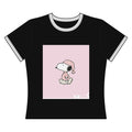 Snoopy Cozy Nights Women's Ringer Tee — Pink Pajama Dog Graphic