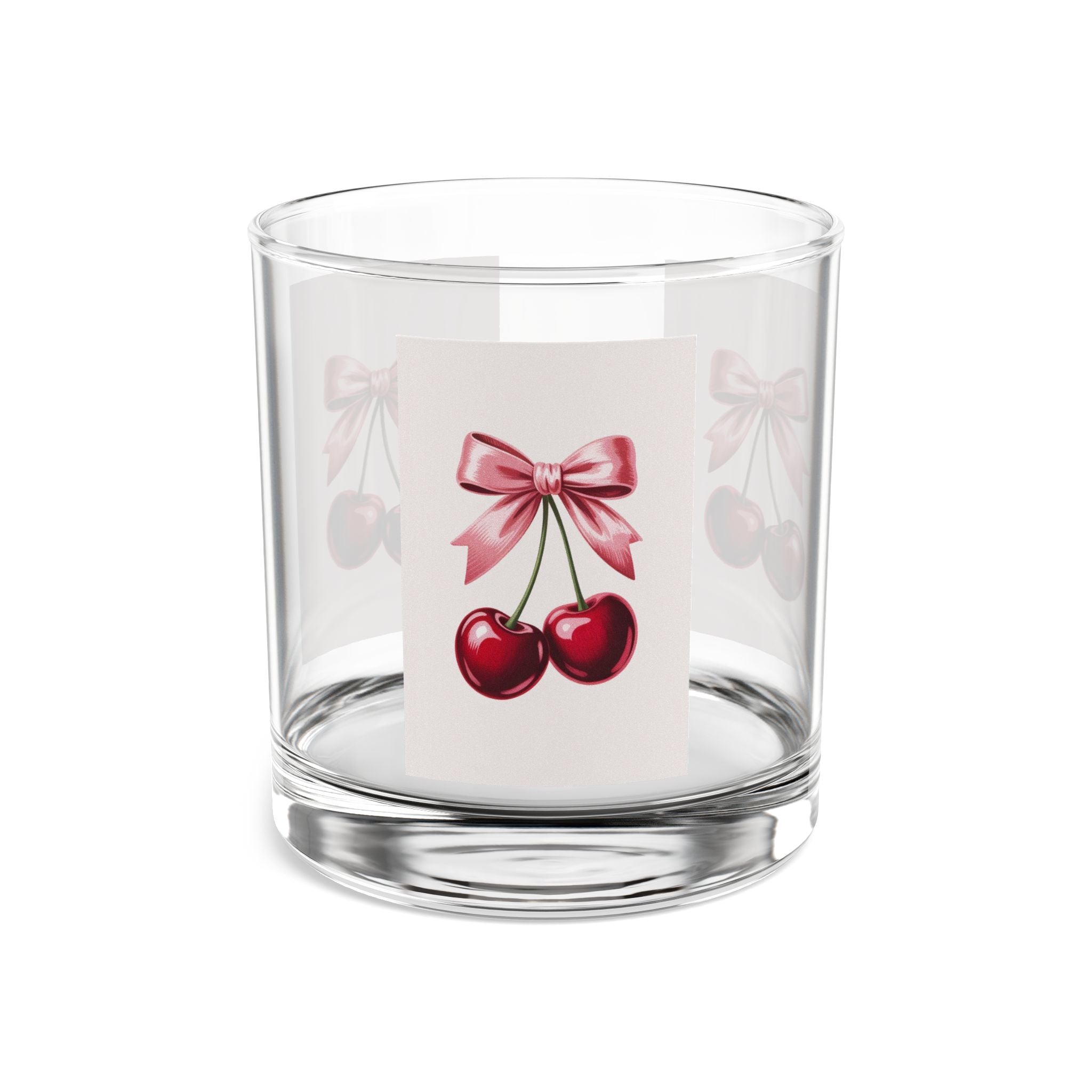 Cherry Bow Rocks Glass — 10oz Cocktail Whiskey Tumbler